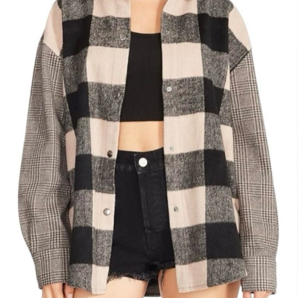 BB Dakota by Steve Madden Plaid Jacket - Black and Brown